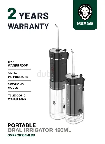 Portable Oral Irrigator 180ml (Water Flosser) - IPX7, 5 Modes