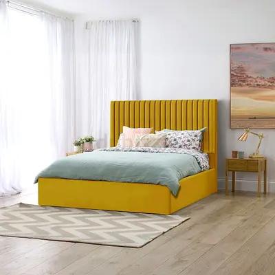 Modern Yellow Brand new Queen size bed with medical mattress Storage Bed Queen bed