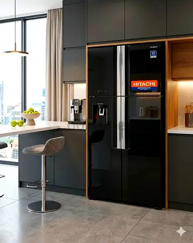 Free delivery Hitachi 4 Door Refrigerator in Black with water dispenser like new condition