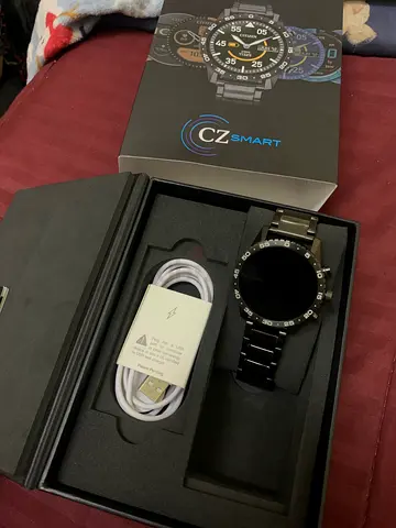 CZ Smart black stainless steel smartwatch with charger (used)