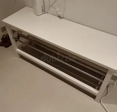 TJUSIG IKEA white bench with shoe storage