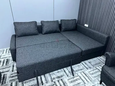 Modern Corner Sofa Bed • Smart L-shape design • Hidden storage box • Strong wooden base • Soft and c