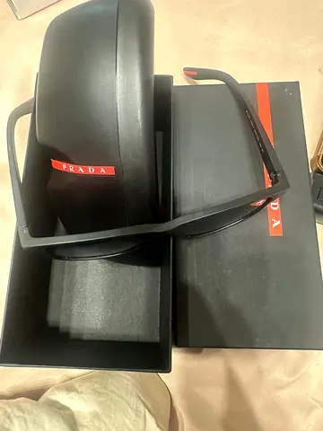 Original Prada black sunglasses with original case and box - used once