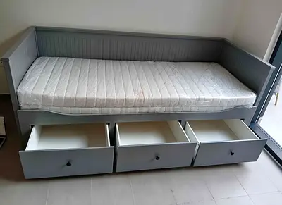 IKEA Hamnes daybed with 3 big storage drawers and 2 IKEA mattresses.