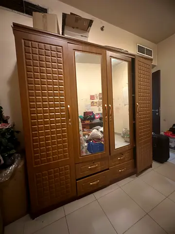 Wooden Armoire with Glass Doors