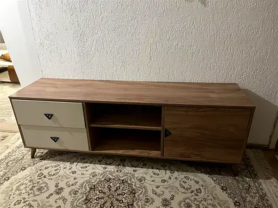 My wooden TV console — media unit with drawers, shelves and cabinet