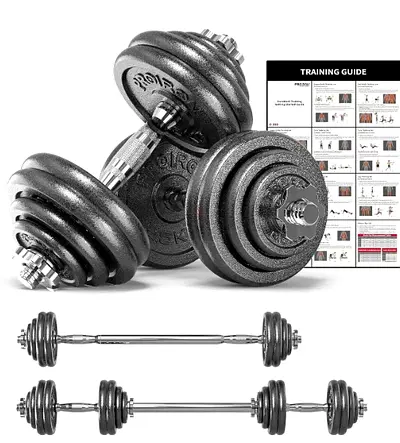 30kg Cast Iron Adjustable Dumbbell + Barbell Combination Set