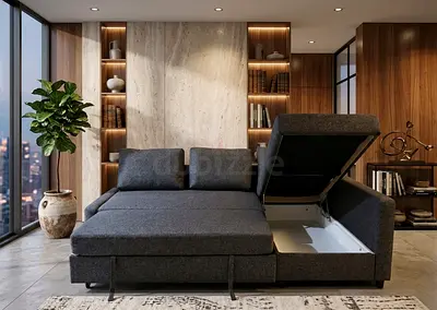 Modern Sofa Bed with Storage • Smart L-shape design • Easy bed conversion • Large storage compartmen