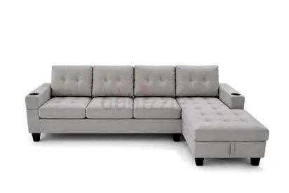 Comfortable Grey Sectional 5 seater sofa in velvet fabric