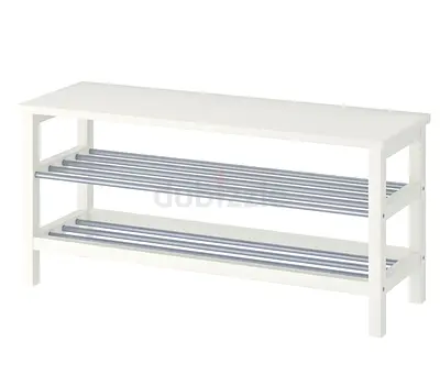 TJUSIG IKEA white bench with shoe storage