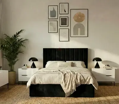 Black Brand New Queen size bed with medical mattress good quality Queen bed for sale