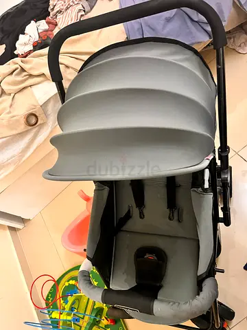 My grey single baby stroller with canopy — used, good condition