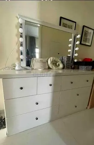Elegant White Dresser with Mirror