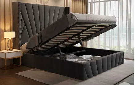 Dark gray 200*200 super king size linen Bed