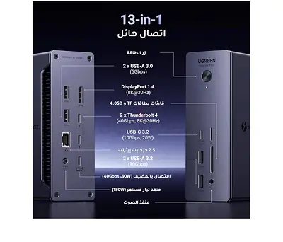 UGREEN Revodok Max 213, 13-in-1 Thunderbolt 4 Dock with Dual 4K@60Hz, Single 8K Display, 90W Chargin
