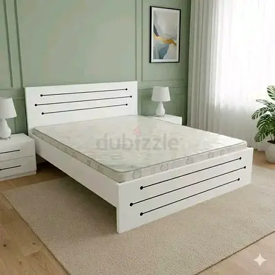 Brand New whait Queen size bed with medical mattress good quality Queen bed