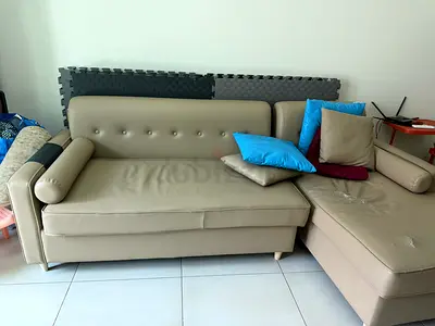 Comfortable Beige Sofa with Cushions