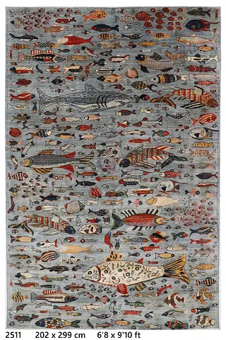 2x3m fish pattern afghan handmade carpet rug