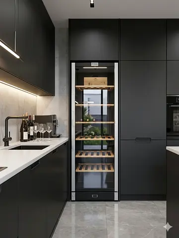 Vestfrost 191 bottle wine fridge dual temperature Modern Wine Cooler - Elegant Black Finish