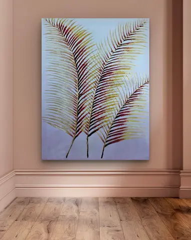 Artistic Wall Canvas with Palm Leaves