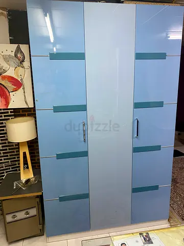 Stylish Blue Wardrobe with Glossy Finish
