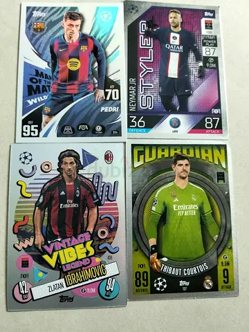My set of 4 football trading cards — assorted designs
