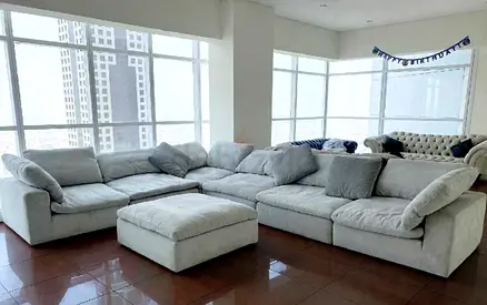 Amazing Condition Emirates pianca feather filled sofa modular style sofa and footstool