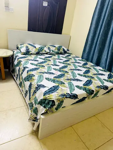 White double bed frame with headboard (used)