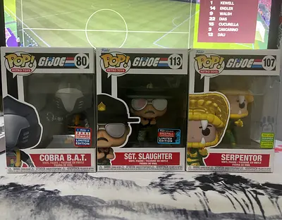 Funko Pop G.I. Joe Retro Toys Bundle: Cobra B.A.T, Sgt. Slaughter, Serpentor - Convention Exclusives