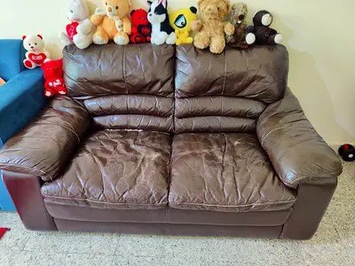 Brown leather 2-seater sofa (loveseat) - used