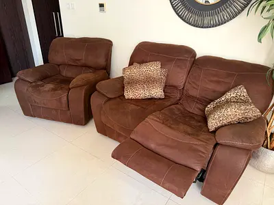 Comfortable Brown Recliner Sofa Set