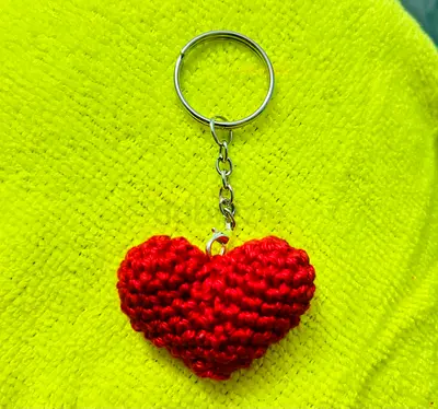 Handmade Red Crochet Heart Keychain
