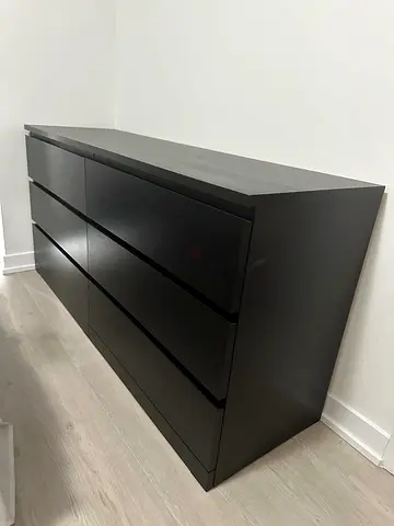 Black 6-Drawer Modern Dresser — Good Condition