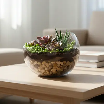 Empty Succulent Terrarium for Home Decor, Bowl, Half Circle, Plant Pot, Indoor, Outdoor