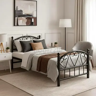 Brand New Heavy duty single metal bed its very comfortable with Good Quality mattress