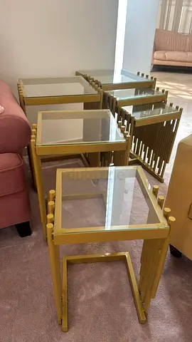 Set of Elegant Side Tables with Glass Tops