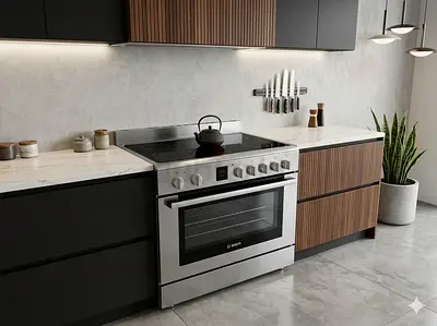 Bosch Serie 8 Electric CERAMIC 5 HOBS Range Cooker Stainless Steel MODEL  HKK99V850M 90CM STOVE