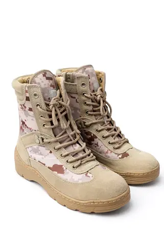 Comfortable Camel Camo Combat Boots