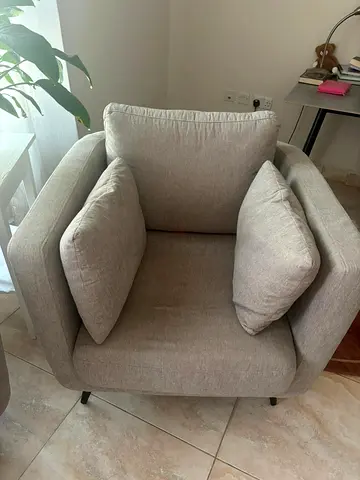 Comfortable Grey sofa with armchair