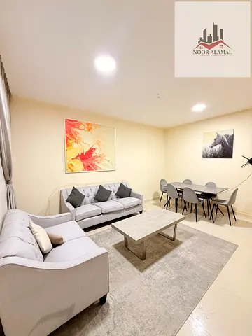 Sharjah, Al Majaz 3, fully furnished super deluxe apartment, second tenant, one bedroom, living room, kitchen, bathroom and balcony.