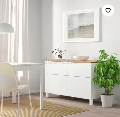 Modern White Sideboard with Wooden Top from Ikea