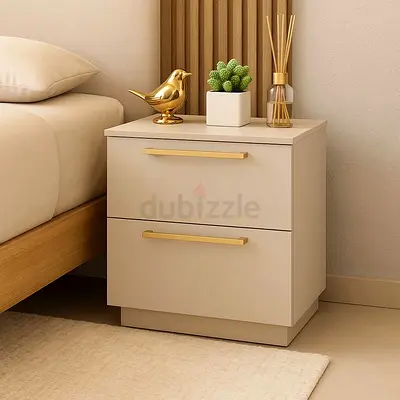 Modern Nightstand with Gold Accents