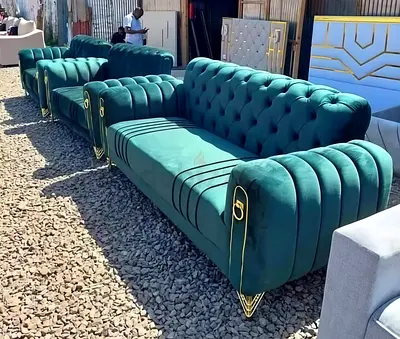Royal Emerald Chesterfield Velvet Sofa Set