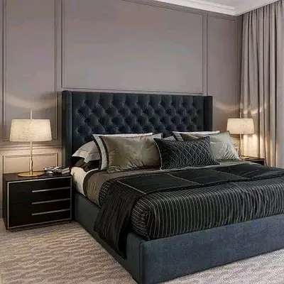 Elegant Upholstered Bed with Nightstands