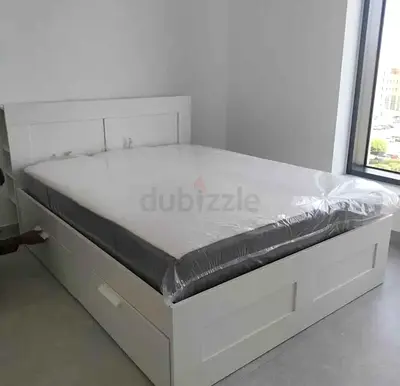IKEA brimness queen 160×200cm bed with headboard+ 4 storage drawers underneath and with IKEA mattres