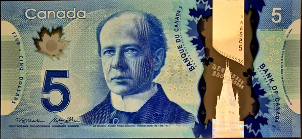 CANADA 5 DOLLARS BANKNOTE 2013