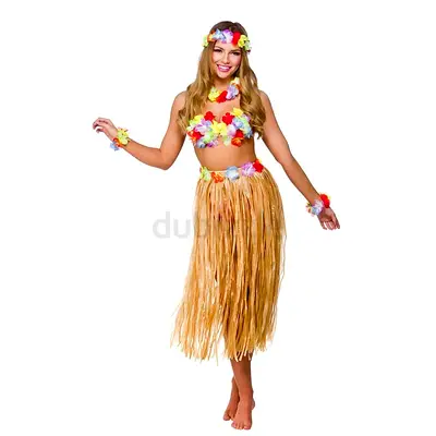 Hawaiian Hula Costume Set – Grass Skirt  Floral Accessories