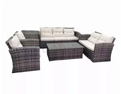 Casual 7-Seater Outdoor Lounge Set with Cushion Box Table