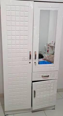 White Wardrobe with Mirror and Drawer