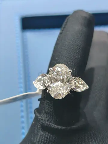 7ct Oval Three-Stone Lab Diamond Ring